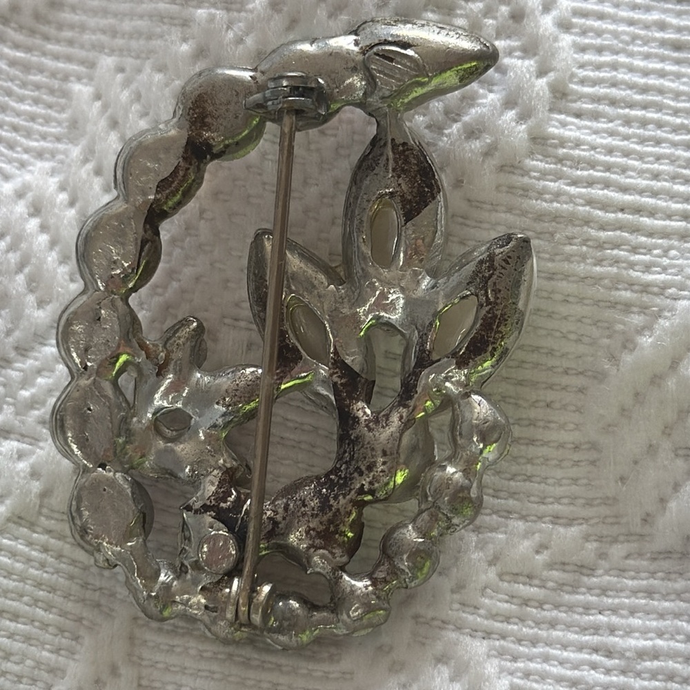 Vintage 50βs Aurora Borealis and Moonstone Brooch - Picture 3 of 6